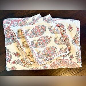 🔴 POTTERY BARN REMY FLORAL PAISLEY MEDALLION QUEEN SIZE DUVET WITH TWO SHAMS 🔴